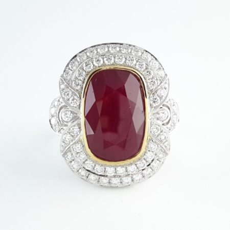 11.85CT RUBY & DIA PLAT RING - R11242
