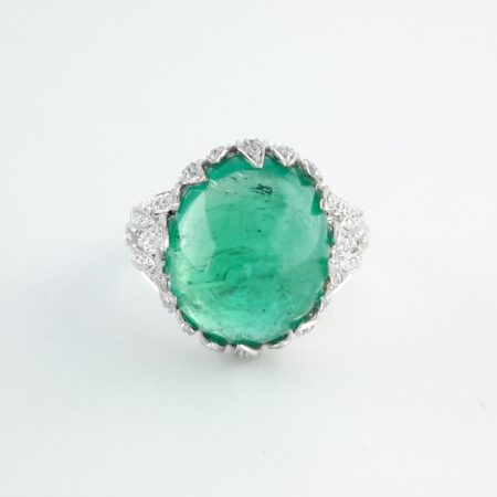 11.94CT EMERALD & DIA PLAT RING - R11243