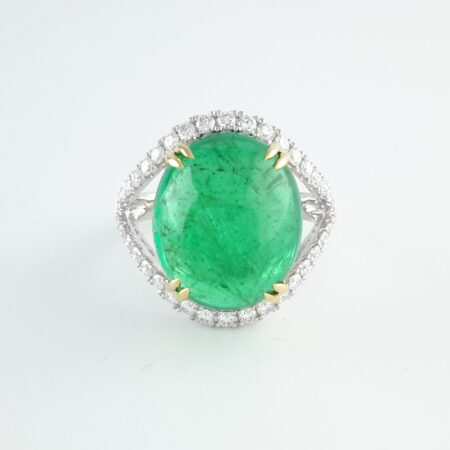 11.64CT EMERALD & DIA PLAT RING - R11244