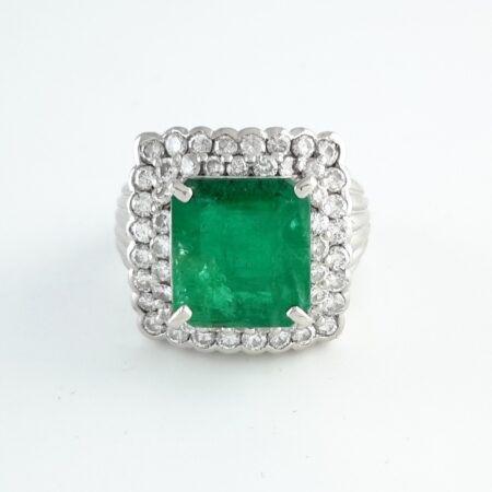 EMERALD & DIA PLAT RING - R11247