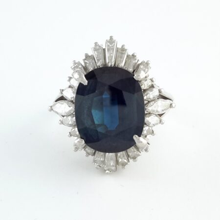 SAPPHIRE & DIA PLAT RING - R11249