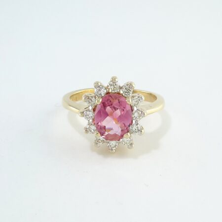 PINK TOURMALINE & DIA 14KY RING - R11260