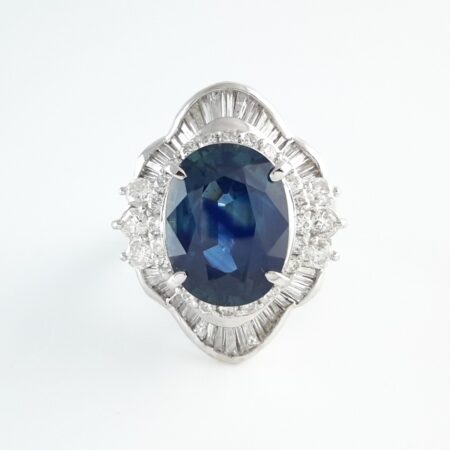 SAPPHIRE & DIA PLAT RING - R11326
