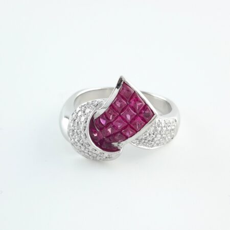 RUBY & DIA PLAT RING - R11329