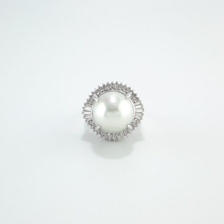 PEARL & DIA PLAT RING - R11332