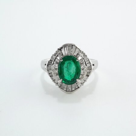 EMERALD & DIA PLAT RING - R11333