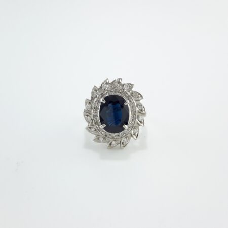 SAPPHIRE & DIA PLAT RING - R11334