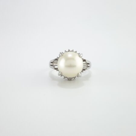PEARL & DIA PLAT RING - R11335