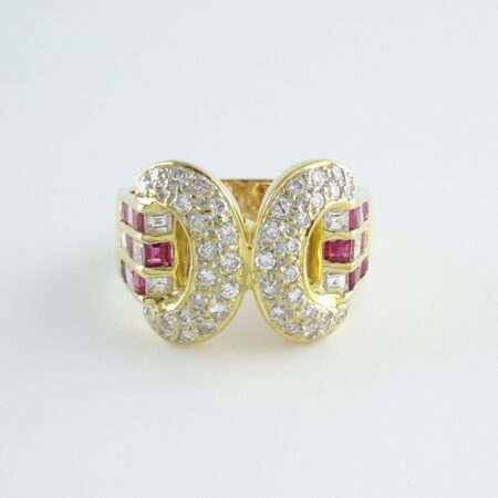 DIA & RUBY 18KY RING - R11336