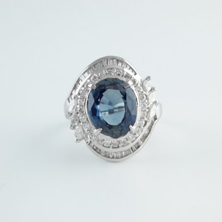 SAPPHIRE & DIA PLAT RING - R11337