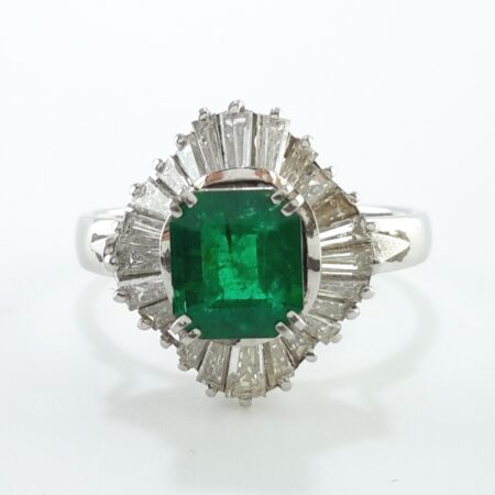 EMERALD & DIA PLAT RING - R11352