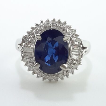 SAPPHIRE & DIA PLAT RING - R11354