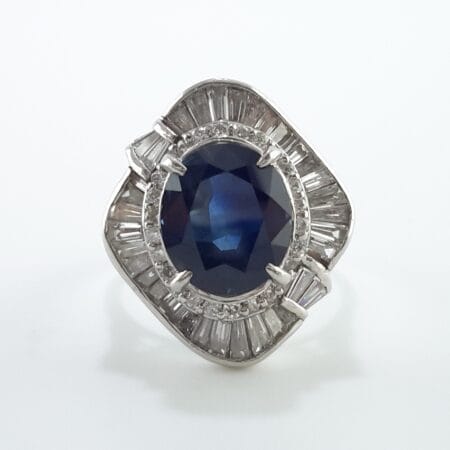 SAPPHIRE & DIA PLAT RING - R11355