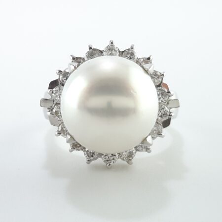 PEARL & DIA PLAT RING - R11357