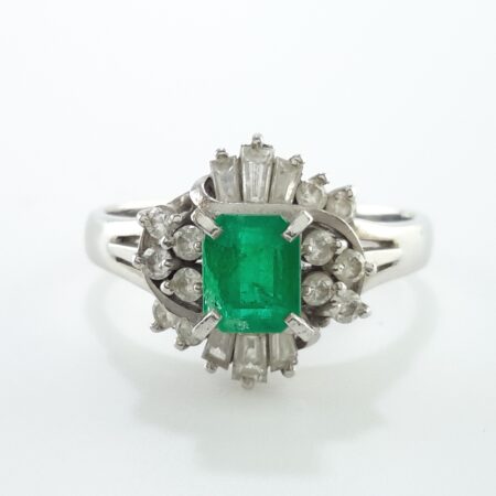 EMERALD & DIA PLAT RING - R11358
