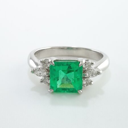 EMERALD & DIA PLAT  RING - R11360