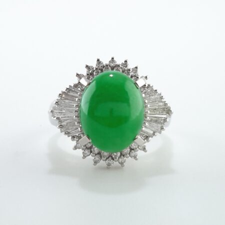 JADE & DIA PLAT RING - R11362
