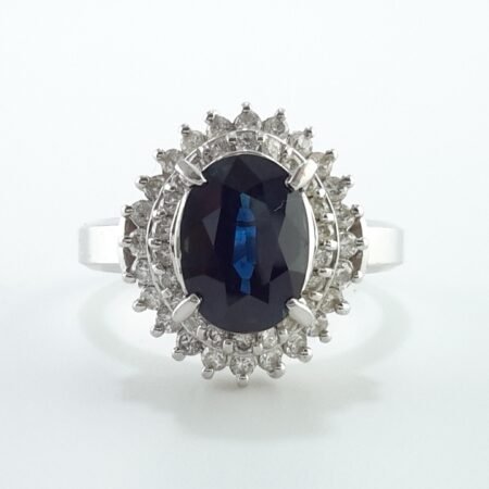 SAPPHIRE & DIA PLAT RING - R11371