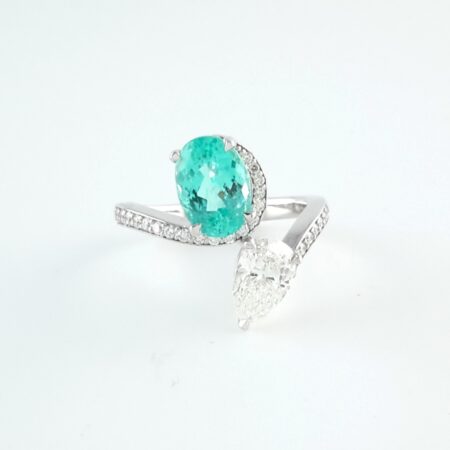 PARAIBA & DIA 18KW RING - R11382