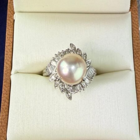 PEARL DIAMOND PLATINUM RING - R11403
