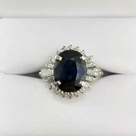 SAPPHIRE & DIA PLAT RING - R11406