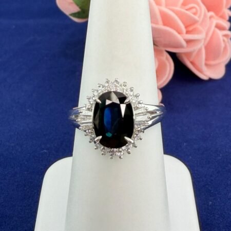 PLATINUM SAPPHIRE DIA RING - R11429