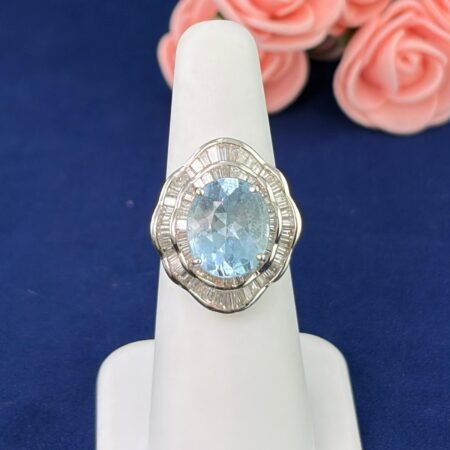 PLATINUM AQUAMARINE DIA RING - R11438