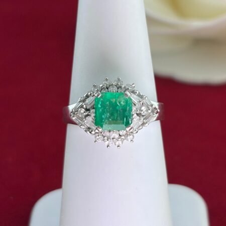 PLATINUM EMERALD DIA RING - R11440