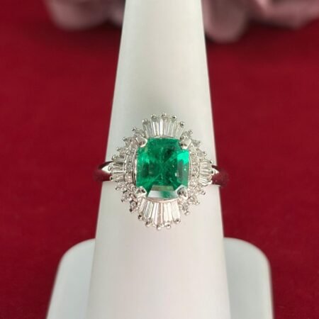 PLATINUM EMERALD DIA RING - R11442