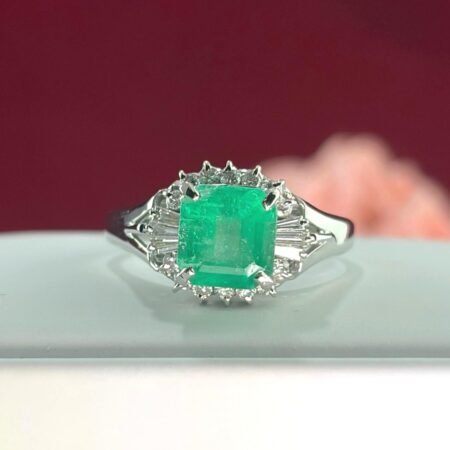 PLATINUM EMERALD DIA RING - R11453