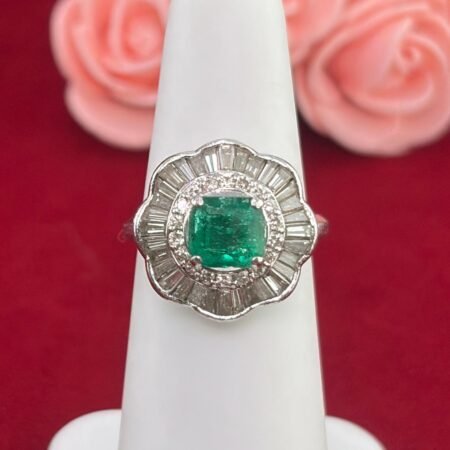 PLATINUM EMERALD DIA RING - R11458