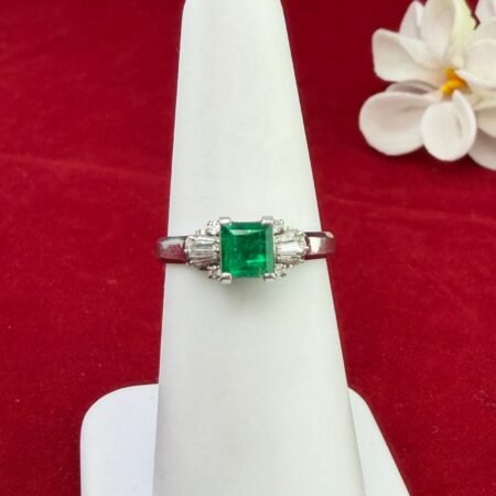 PLATINUM EMERALD DIA RING - R11464