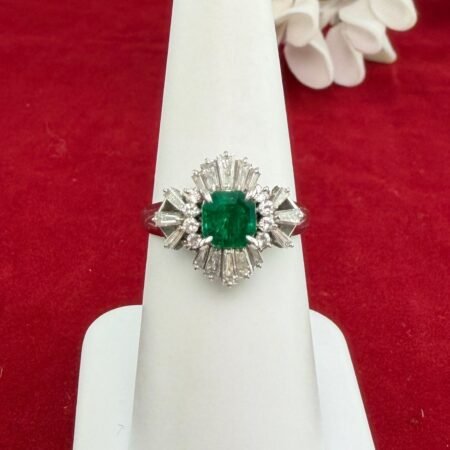 PLATINUM EMERALD DIA RING - R11467