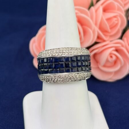 18KW SAPPHIRE DIA RING - R11473
