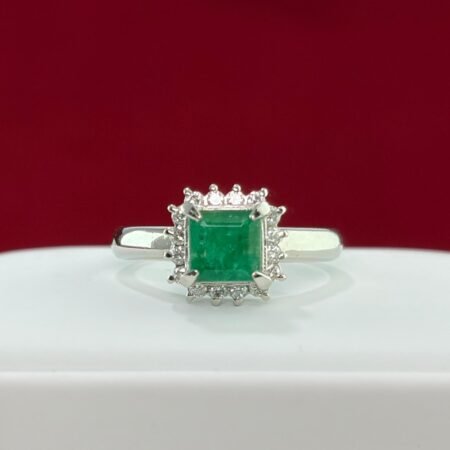 PLATINUM EMERALD DIA RING - R11476