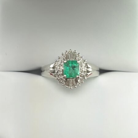PLATINUM EMERALD DIA RING - R11477