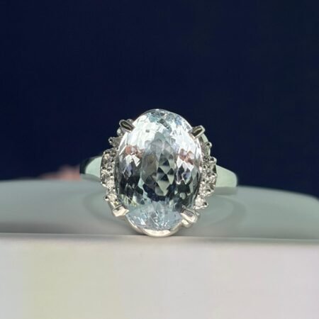 PLATINUM AQUAMARINE DIA RING - R11487
