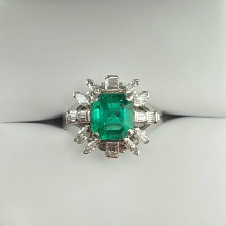 PLATINUM EMERALD DIA RING - R11496