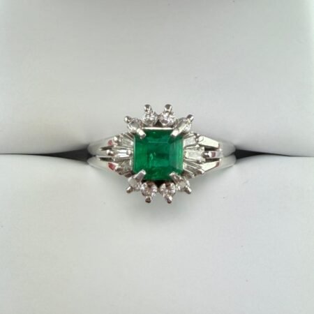 PLATINUM EMERALD DIA RING - R11503