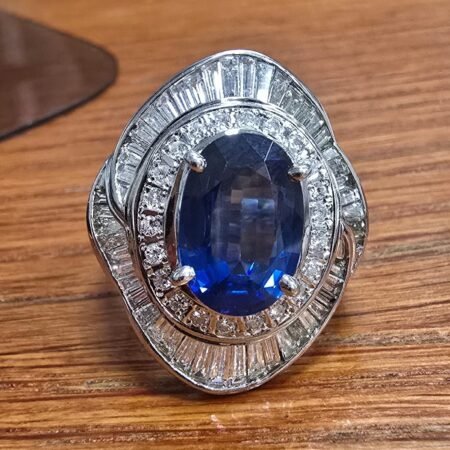 SAPPHIRE & DIA PLAT RING - R11509
