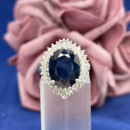 SAPPHIRE & DIA PLAT RING - R11516