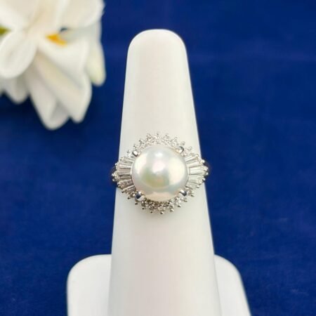 PEARL DIA PLATINUM RING - R11537
