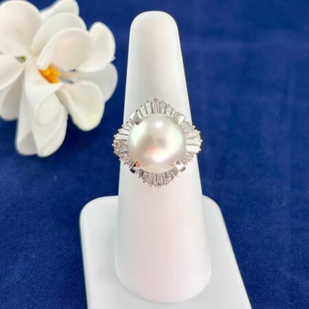 PEARL DIA PLATINUM RING - R11539