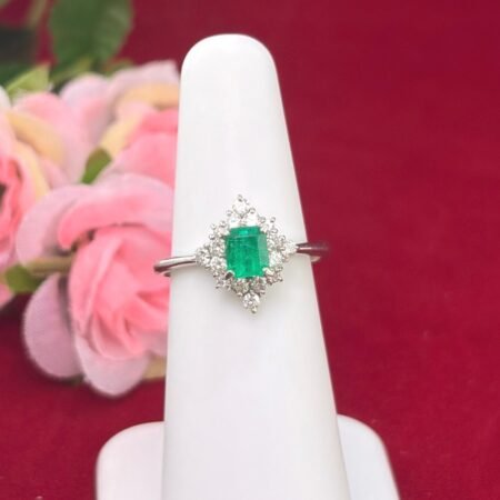 EMERALD DIA PLATINUM RING - R11541