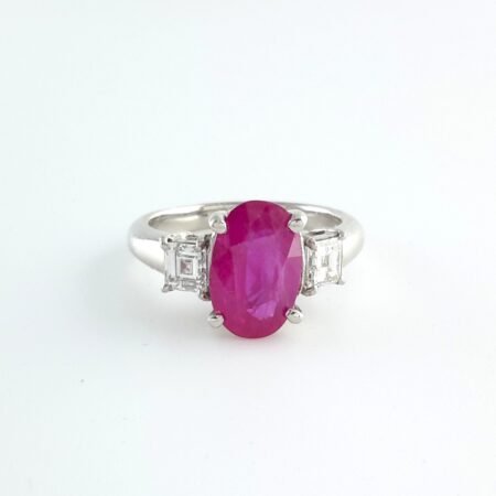 BURMA RUBY & DIA PLAT RING - R11566