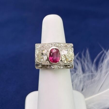 AGL RUBY & DIA PLAT RING - R11568