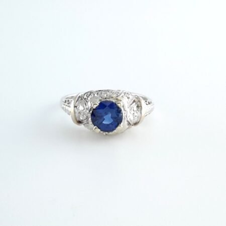 GIA SAPPHIRE & DIA PLAT RING - R11581