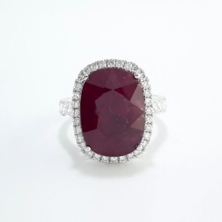 10.37CT RUBY & DIA 14KW RING - R11582