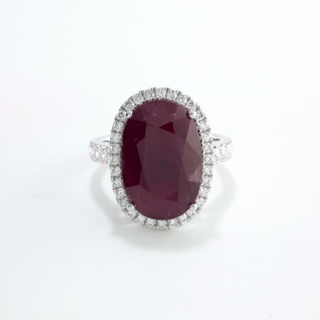 9.17CT RUBY & DIA 14KW RING - R11583