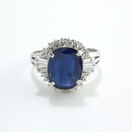 SAPPHIRE & DIA PLAT RING - R11587
